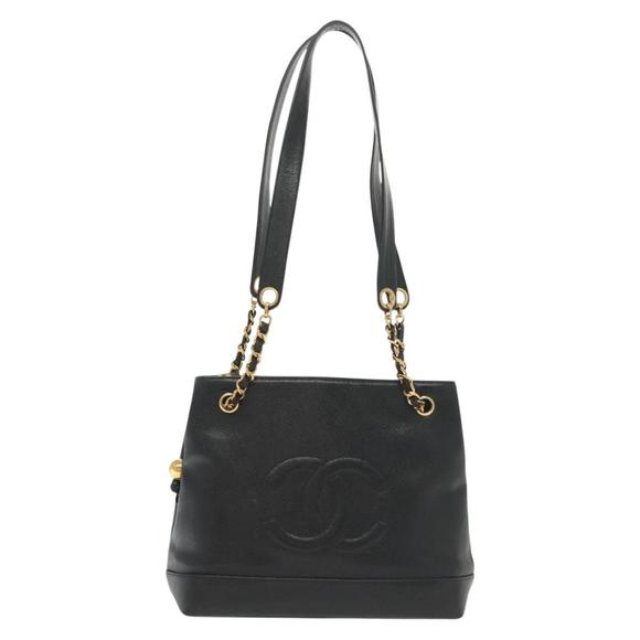 Chanel Logo CC Black Leather shoulder - Picture 1 of 10
